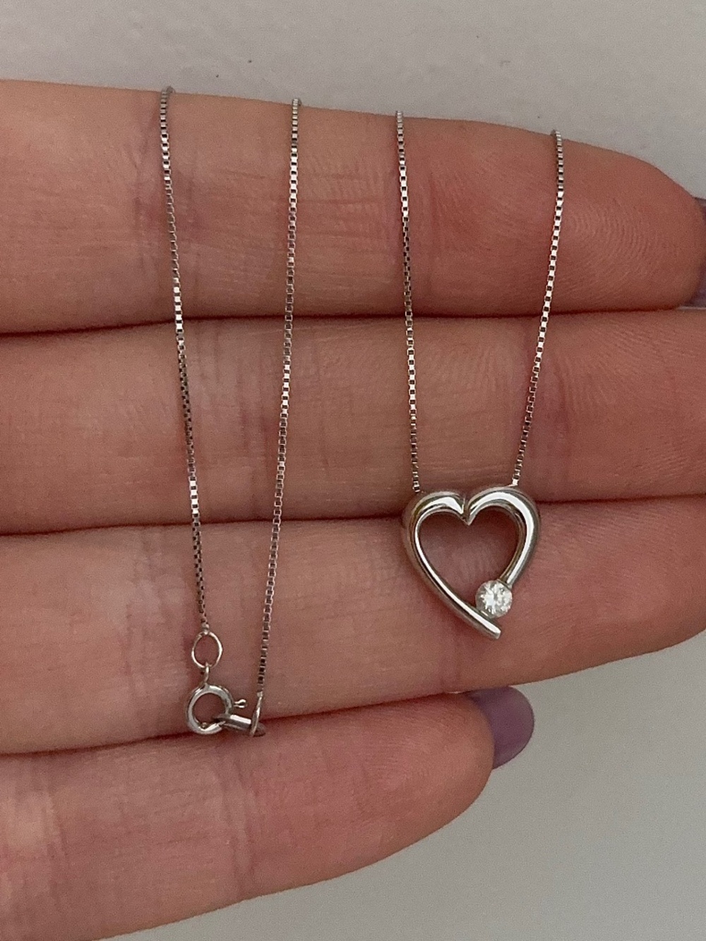 14k Certified Diamond Heart Pendant Necklace White Gold